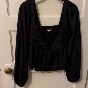Abercrombie black satin blouse